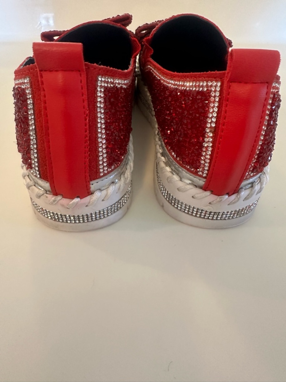 Muguan Red Crystal Embellished Platform Slip-On Sneakers SZ 8.5 or 250 or 39/40 - Picture 6 of 12